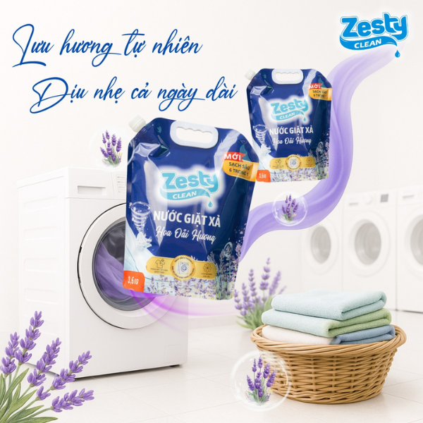 Nước giặt Zesty Clean Hương Hoa oải hương Túi 3.6kg